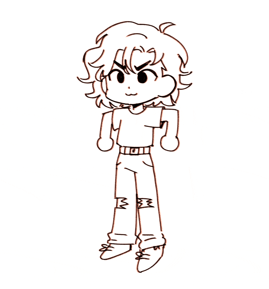 a two-frame animation of the commissioner's dancing by squatting and standing up straight again.