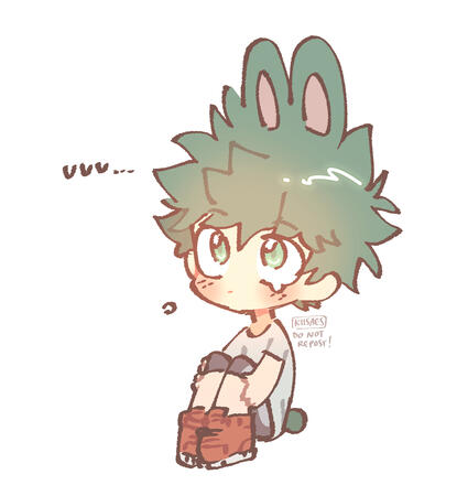 chibi drawing of deku from "my hero academia" as a bunny hybrid.